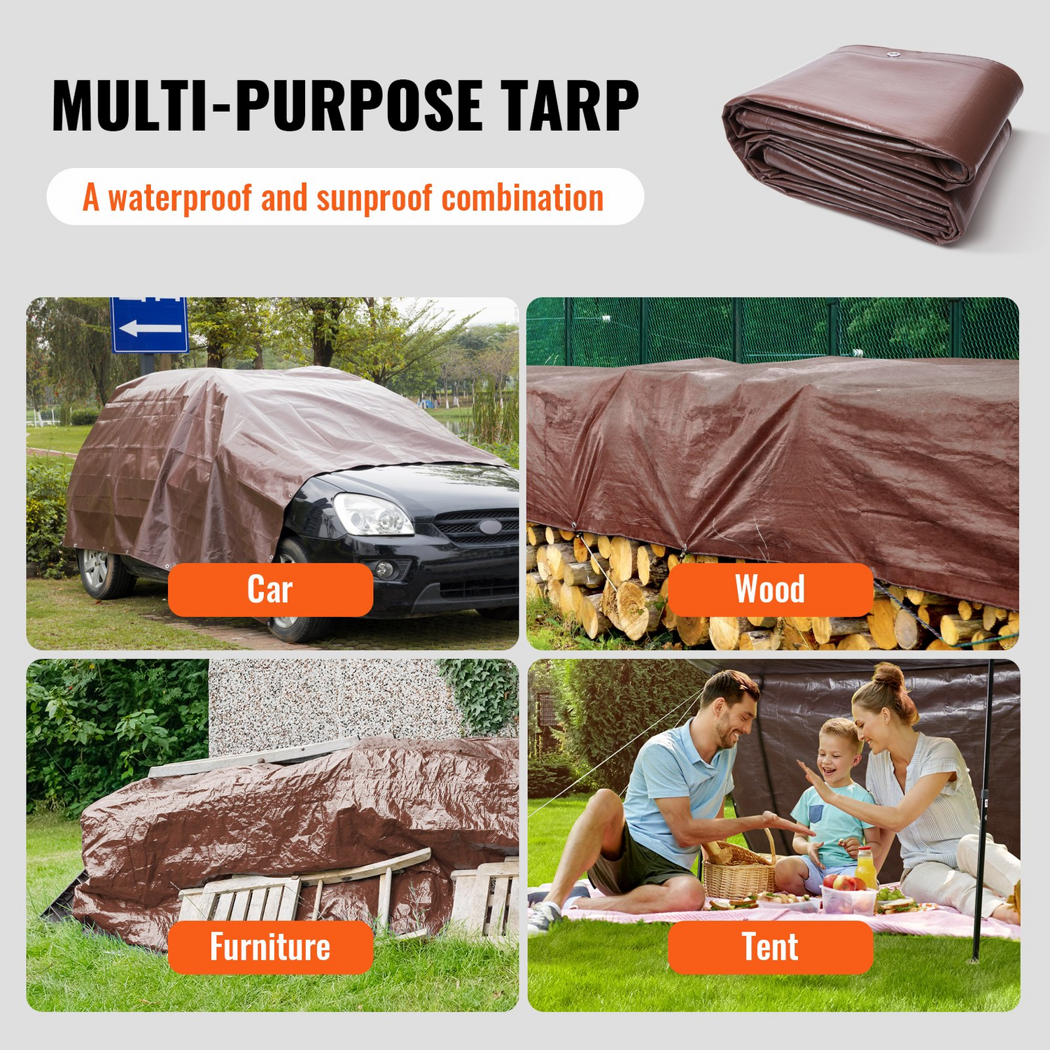 Start2Finish waterproof VEVOR tarp 20x40 ft, 16 mil thick poly plastic outdoor cover with grommets and reinforced edges.
