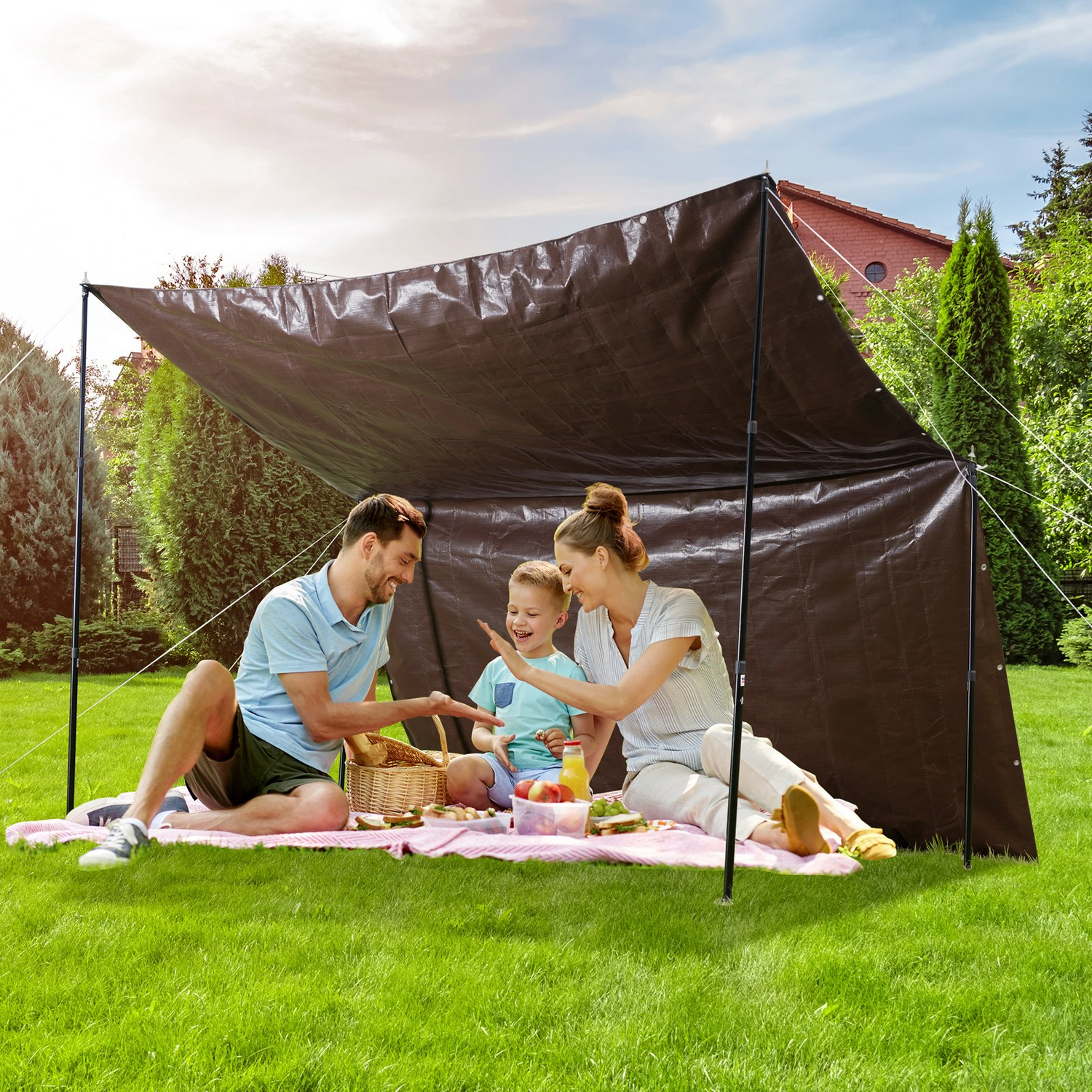 Start2Finish VEVOR 20x40 ft waterproof poly tarp with grommets, reinforced edges, ideal for outdoor covering, trucks, boats, and camping