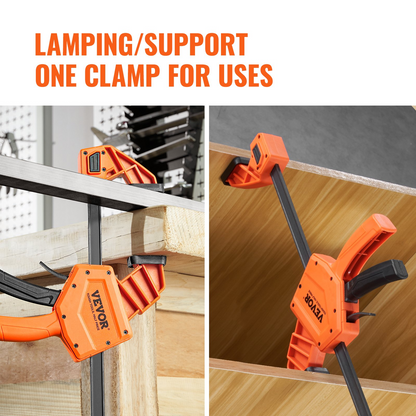 Start2Finish VEVOR 24-inch wood and metal working bar clamps, 2-pack, with quick-change F clamp and 300 lbs load capacity.