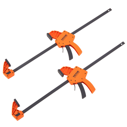 Start2Finish VEVOR 24-inch bar clamps for woodworking, 2-pack, high-strength plastic and carbon steel, one-handed quick-change clamps