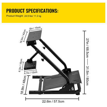 Start2Finish VEVOR G920 racing steering wheel stand with shifter mount for Logitech G27 G25 G29 gaming wheels, pedals not included.