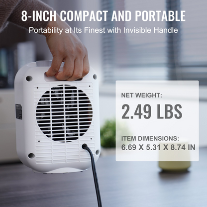 Start2Finish VEVOR portable electric space heater with thermostat, 1500W ceramic fan, 9-inch size, for indoor office or desk use