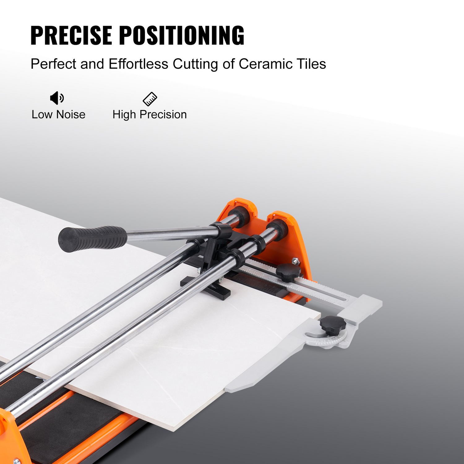 Start2Finish VEVOR 17-inch manual tile cutter with tungsten carbide wheel, infrared positioning, anti-skid feet, and double rails.