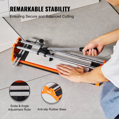 Start2Finish VEVOR 17-inch manual tile cutter for porcelain and ceramic with tungsten carbide wheel, infrared positioning, and anti-skid feet.