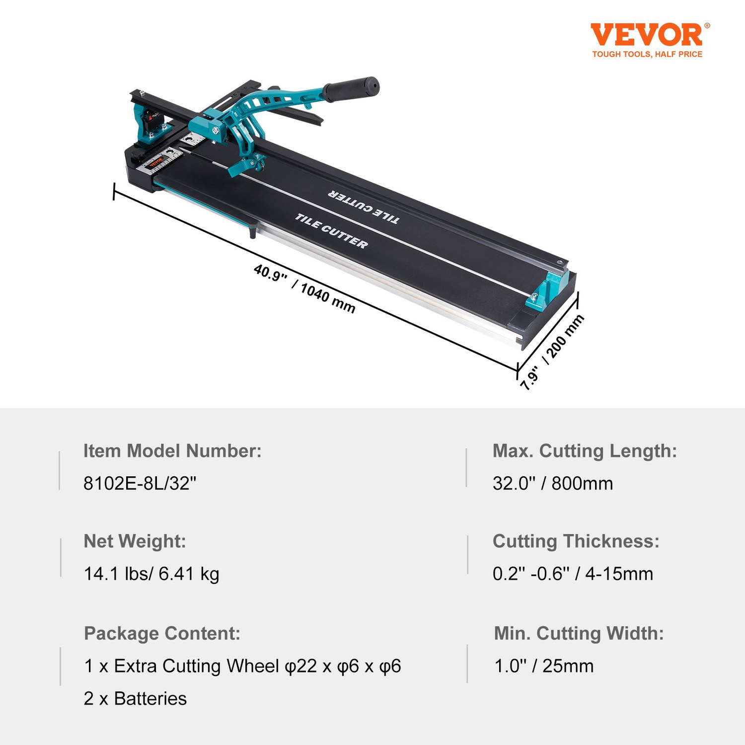 Start2Finish VEVOR 32-inch manual tile cutter with tungsten carbide wheel, infrared guide, anti-skid feet, durable rails for ceramic tiles