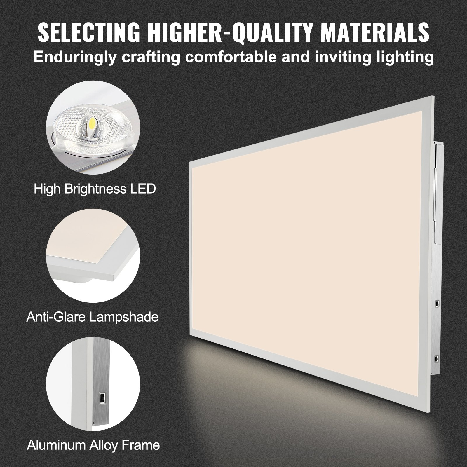 Start2Finish LED flat panel light, 2x4 ft, 6000 lumens, 50W surface mount ceiling fixture with adjustable color temperature.