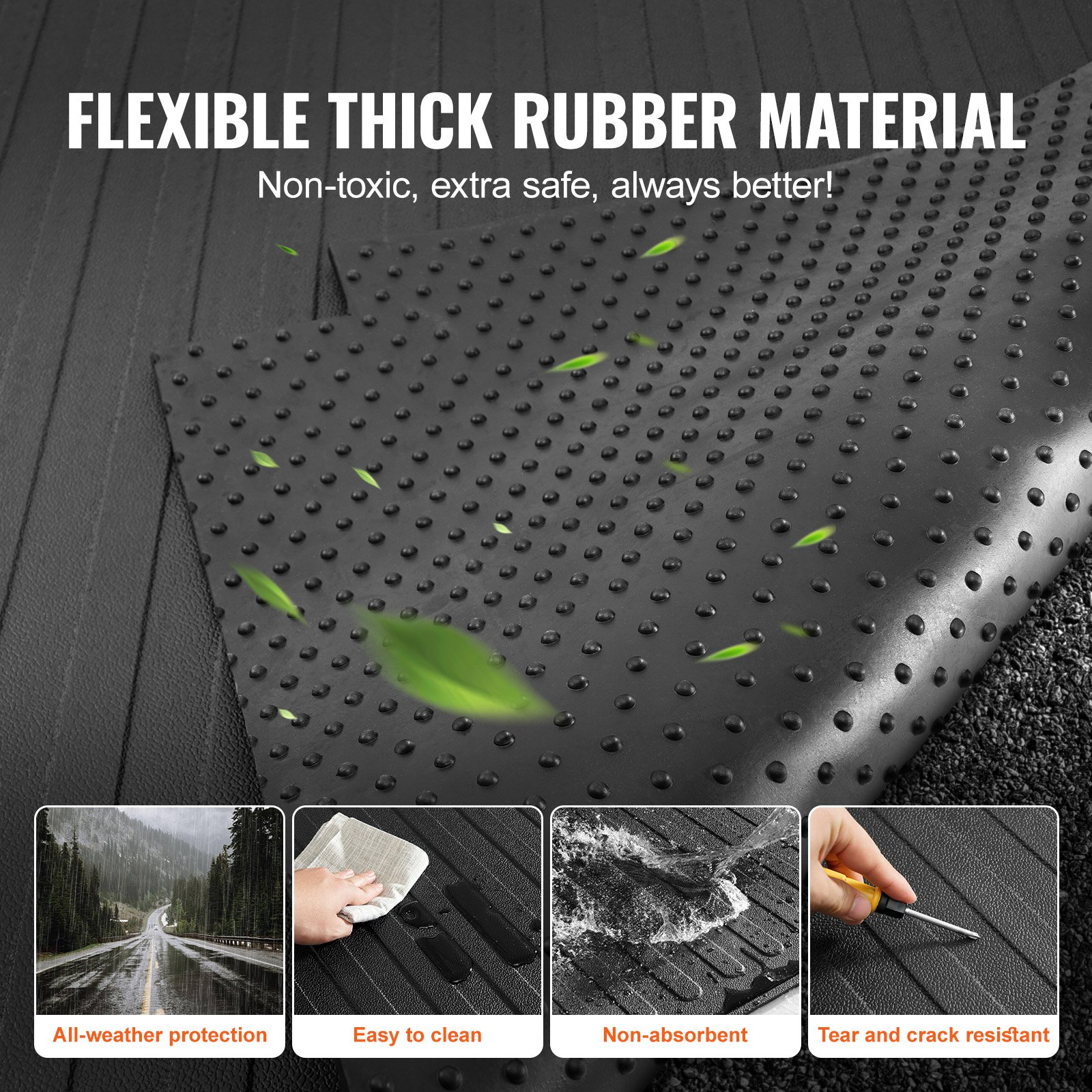Start2Finish VEVOR truck bed mat for Ford F150 2015-2023, rubber liner, 66.5 x 64 inches, all-weather, slip-resistant, 1/4 inch thick.