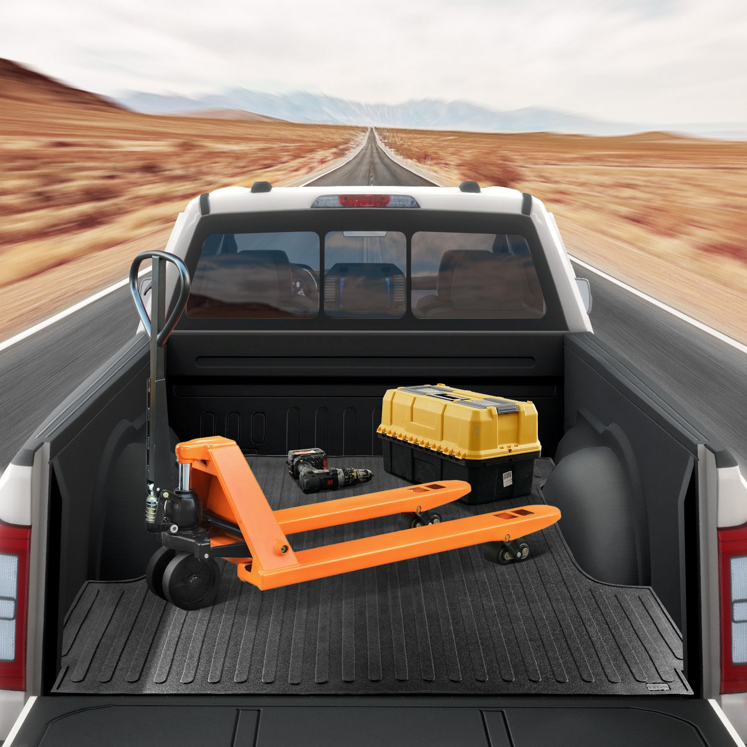 Start2Finish VEVOR truck bed mat for Ford F150 2015-2023, 66.5 x 64-inch rubber liner with textured surface, all-weather protection.