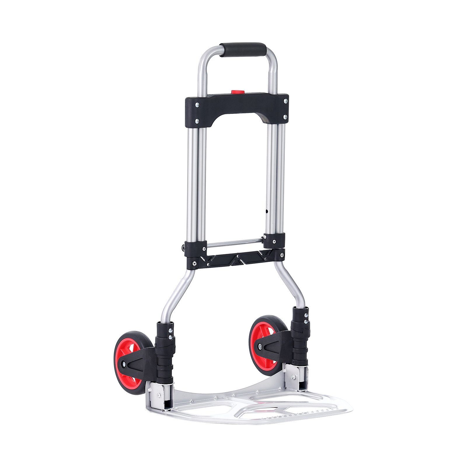 Start2Finish VEVOR folding hand truck and dolly with aluminum frame, telescoping handle, and PP+TPR wheels for heavy-duty hauling.