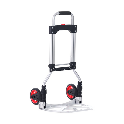 Start2Finish VEVOR folding hand truck and dolly with aluminum frame, telescoping handle, and PP+TPR wheels for heavy-duty hauling.