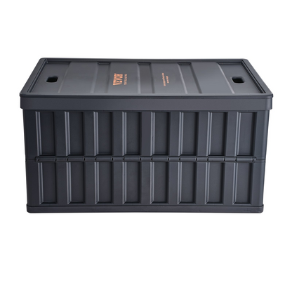 Start2Finish VEVOR collapsible storage bins with lids, 65L large plastic stackable crates with handles for organizing clothes, toys, and more.