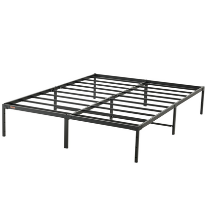 Start2Finish VEVOR 14-inch queen metal bed frame with steel slats, heavy-duty support, easy assembly, and noise-free design.