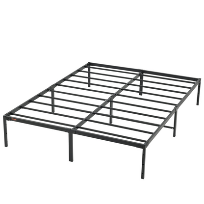 Start2Finish VEVOR 14-inch queen metal bed frame with steel slats, sturdy foundation, easy to assemble, noise-free, supports 1500 lbs.