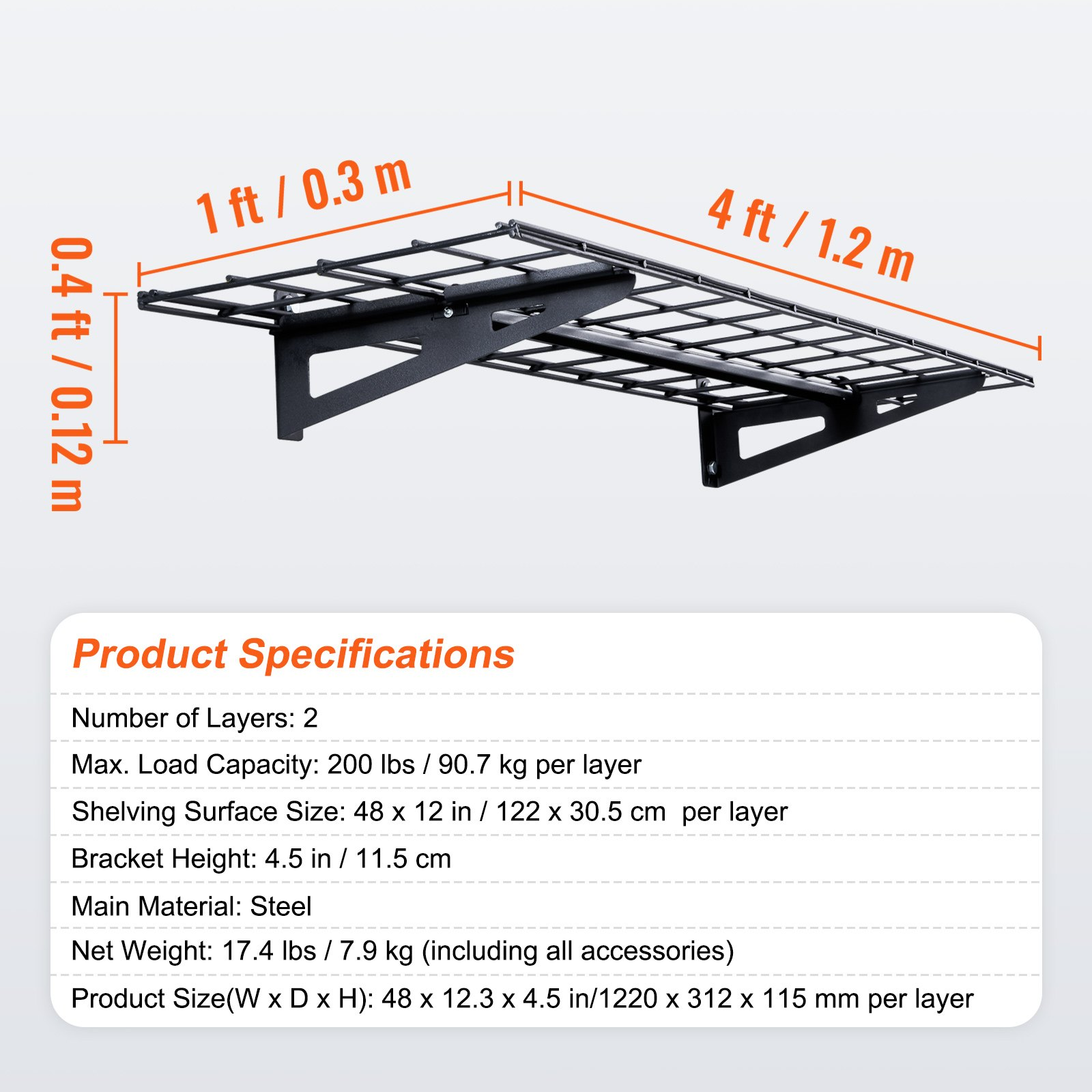 Start2Finish VEVOR 2-pack heavy-duty garage storage shelves, wall-mounted floating shelves with 400 lbs capacity for garage or shed.