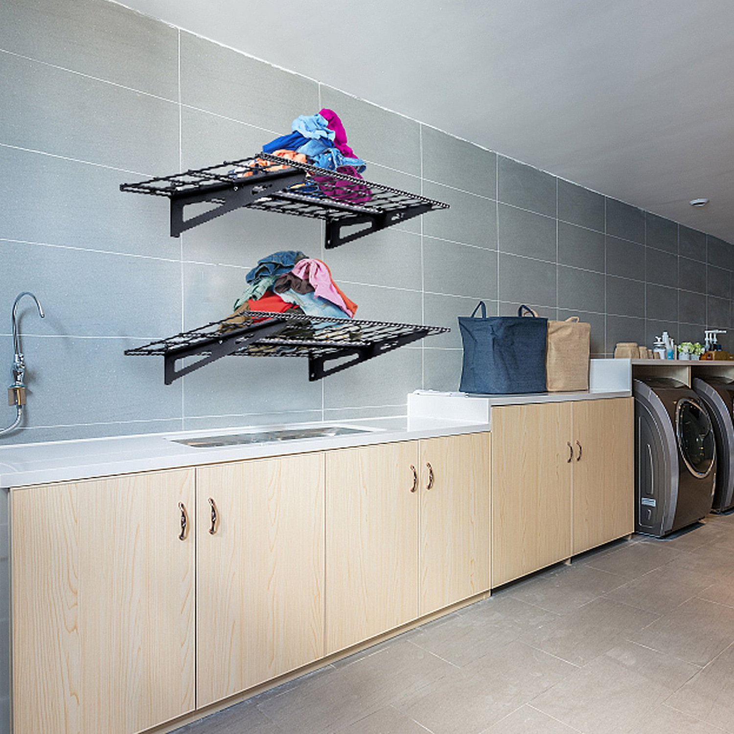 Start2Finish VEVOR garage storage shelving 2-pack with four 1-foot heavy-duty wall-mounted shelves, 400 lbs load capacity each.