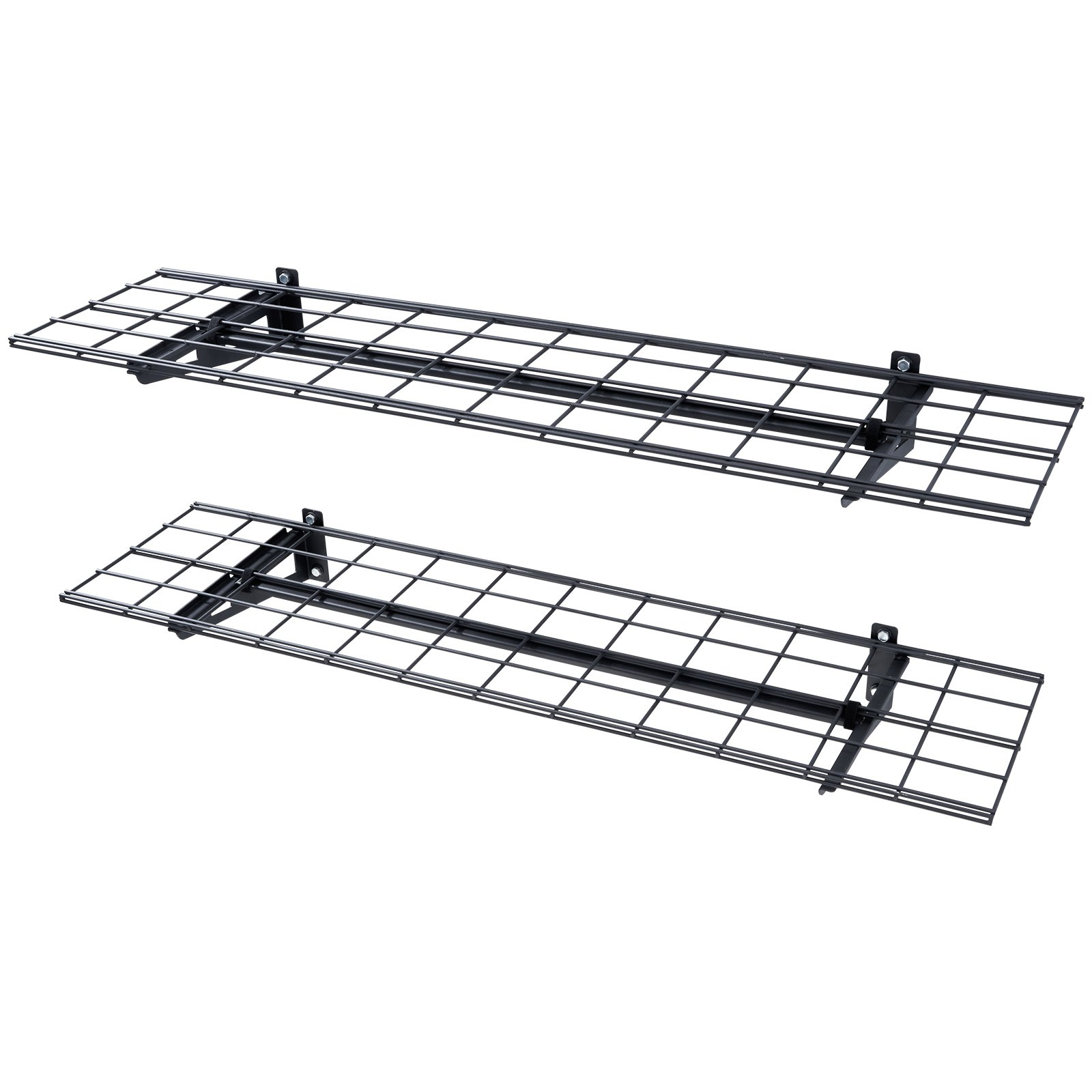 Start2Finish VEVOR Garage Storage Shelving 2-pack, heavy-duty wall-mounted shelves with 400 lbs capacity for garage or shed organization.