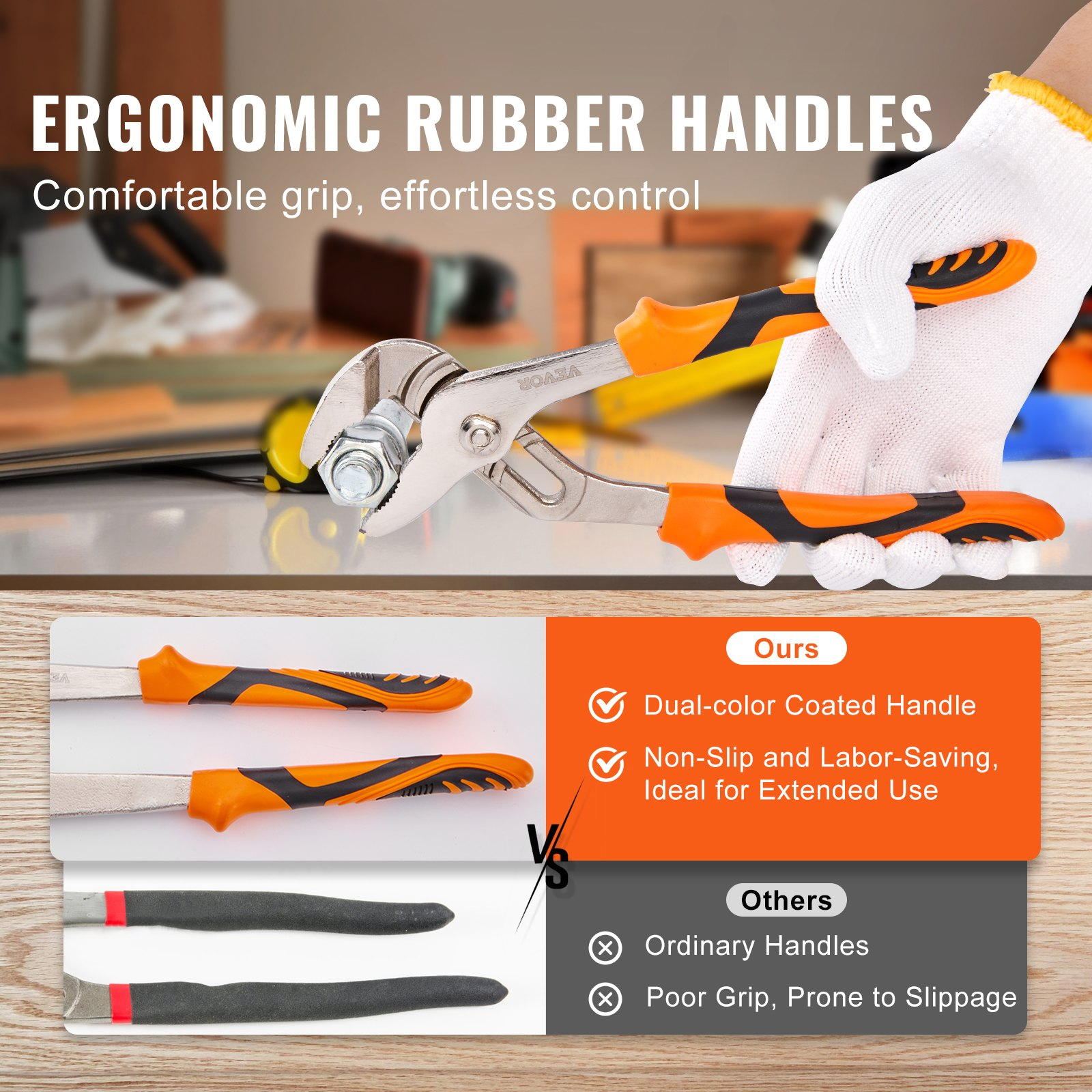Start2Finish VEVOR 3-piece groove joint pliers set with heat-treated steel, adjustable water pump pliers for gripping nuts, bolts, pipes.