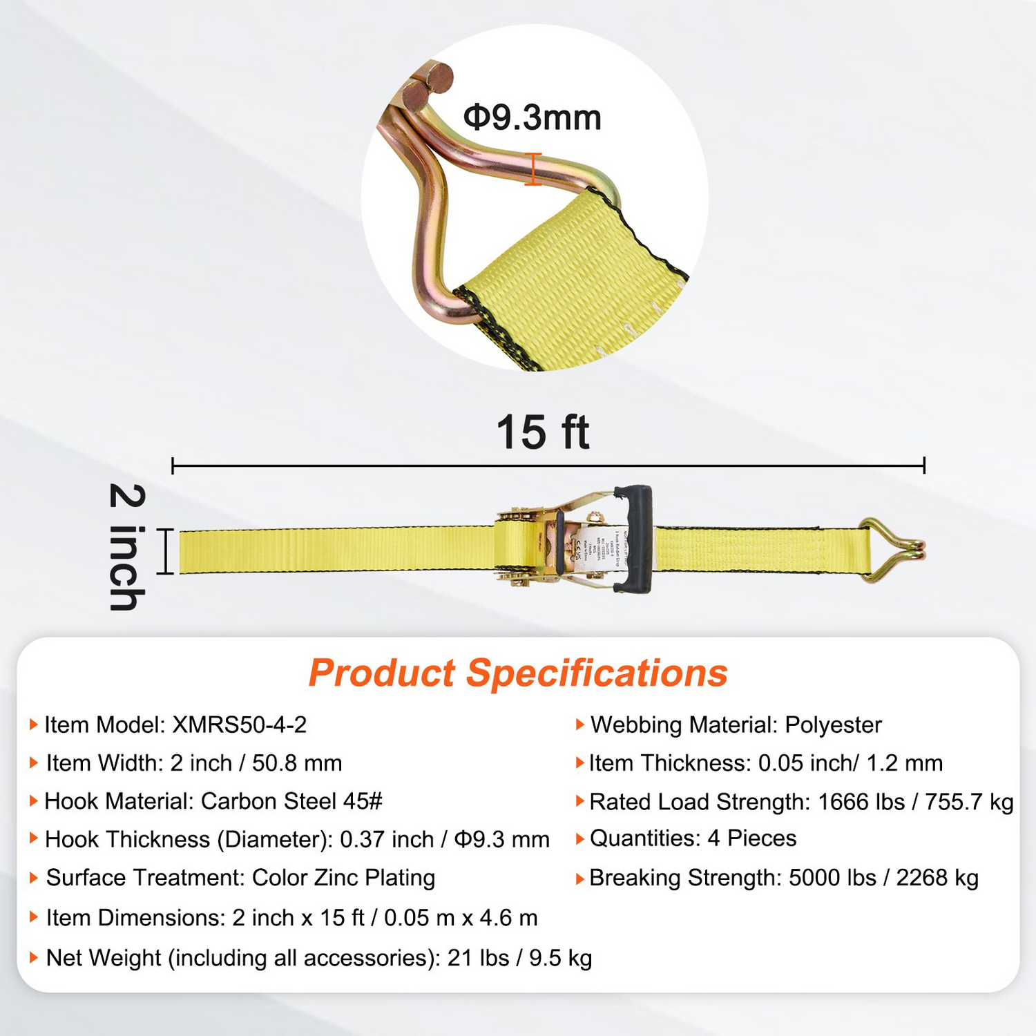 Start2Finish VEVOR ratchet tie down straps, 4-pack, 2" x 15&