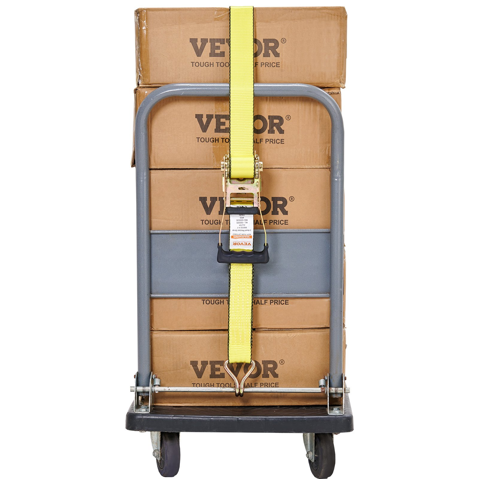 Start2Finish VEVOR ratchet tie down straps, 4-pack, 2-inch x 15-foot with padded handles and double J hooks for cargo securing.
