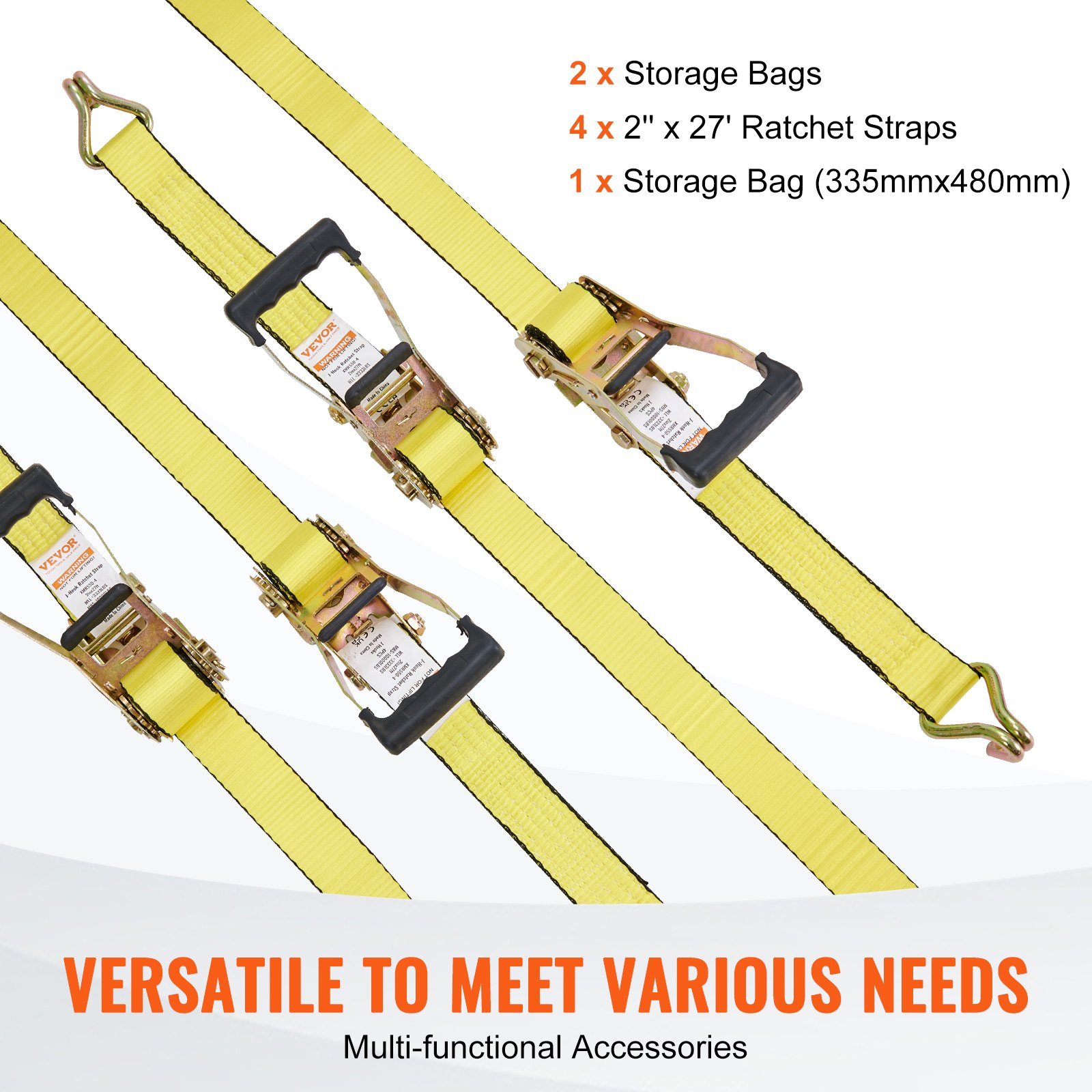 Start2Finish VEVOR ratchet tie down straps, 4-pack, 2" x 27&
