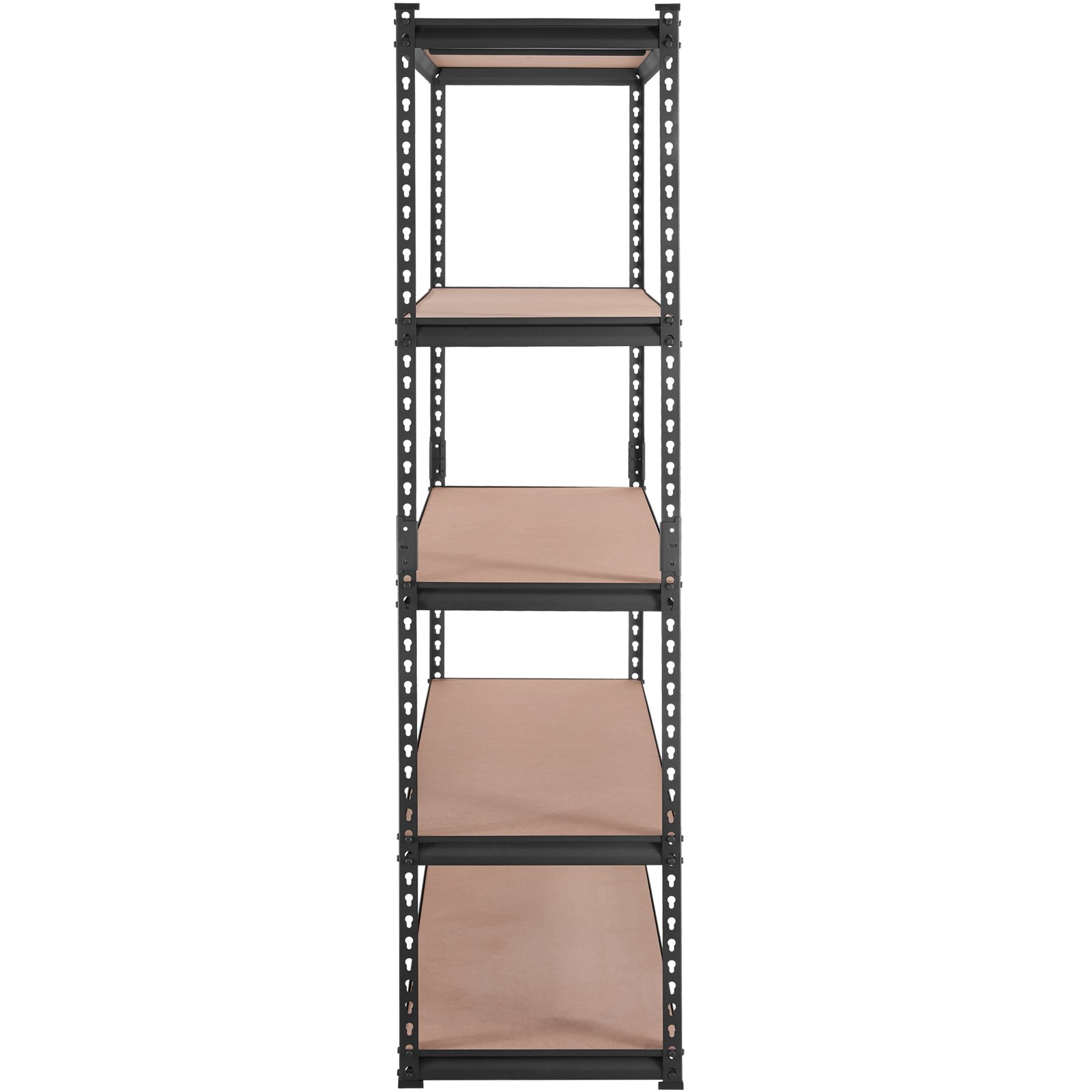 Black 5-tier VEVOR heavy duty metal storage shelving unit with adjustable shelves, 2000 lbs capacity, 18" D x 48" W x 72" H.