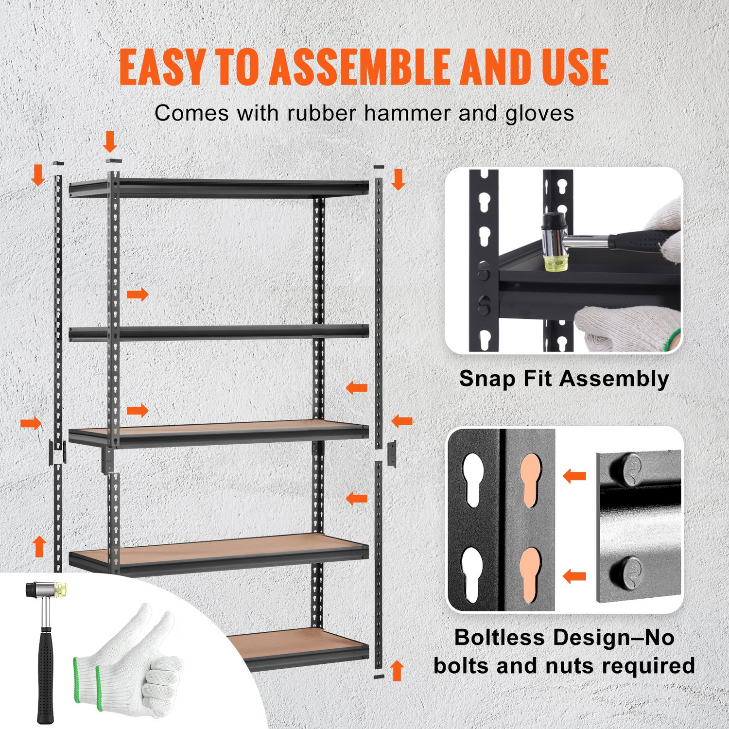 Start2Finish 5-tier VEVOR heavy-duty black metal storage shelving unit with adjustable shelves, 2000 lbs capacity, 48" x 24" x 72".