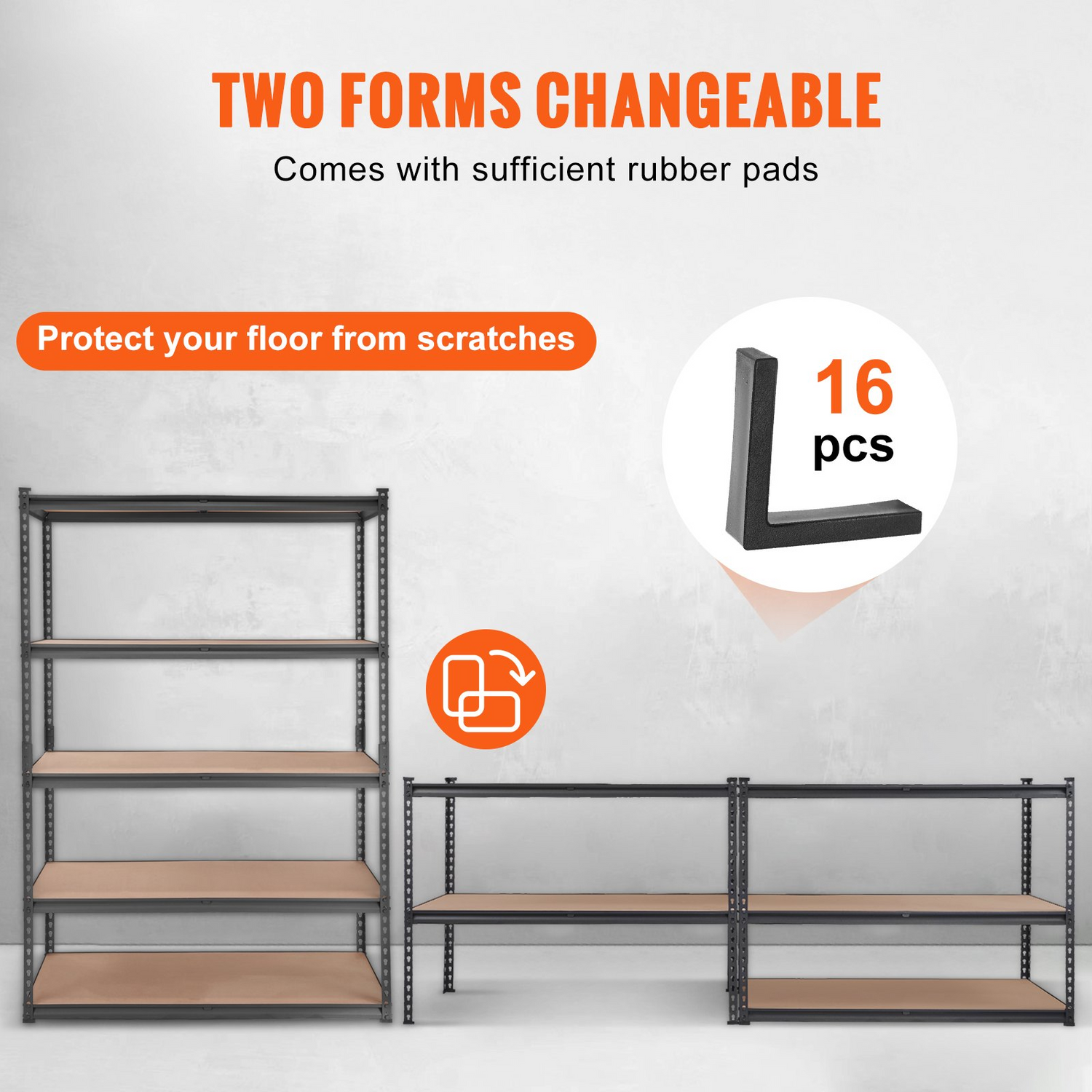 Heavy-duty VEVOR 5-tier black metal storage shelving unit with adjustable shelves and 2000 lbs capacity for garage and utility use.