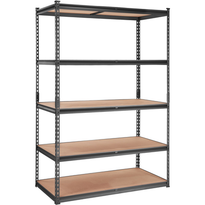 Start2Finish VEVOR 5-tier adjustable heavy-duty metal shelving unit in black, with 2000 lbs capacity for garage, pantry, or laundry storage.