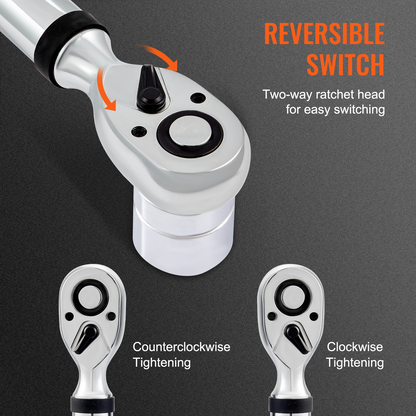 Start2Finish VEVOR digital torque wrench with 1/2 inch drive, adjustable torque, LED, and calibration for precise tightening.