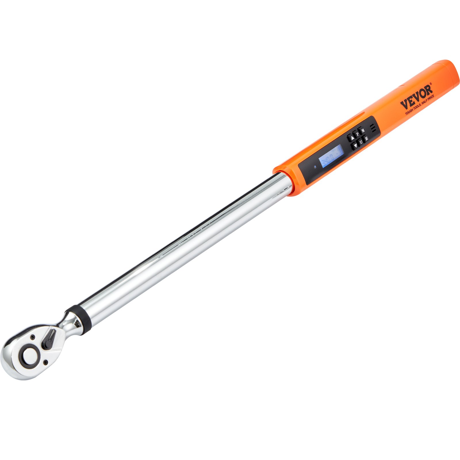 Start2Finish VEVOR digital torque wrench with 1/2 inch drive, adjustable 25-250 ft.lb, LED display, and calibration features.