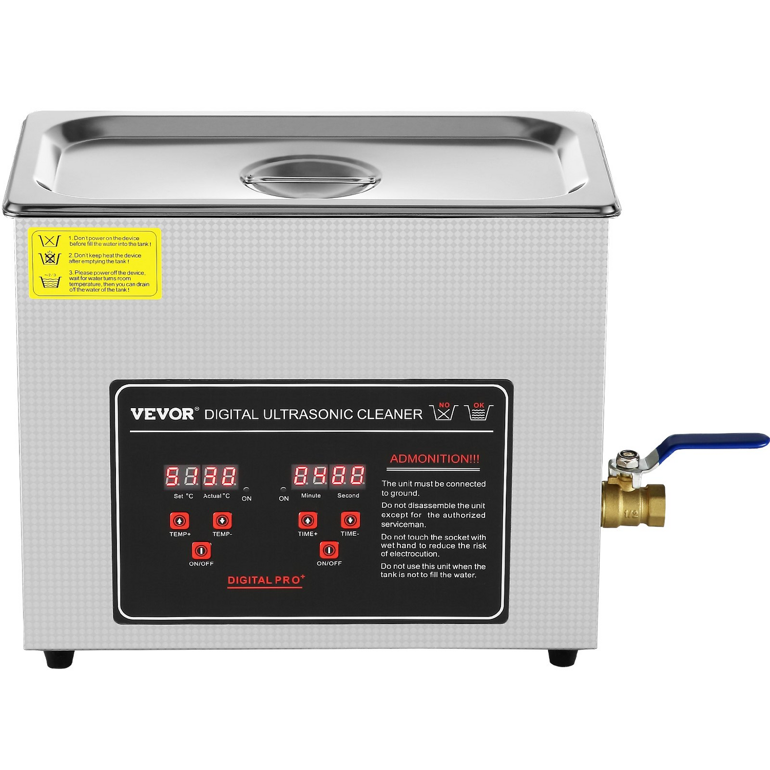 Start2Finish VEVOR ultrasonic jewelry cleaner with digital timer, stainless steel tank, heater, for glasses, watches, rings, and small parts