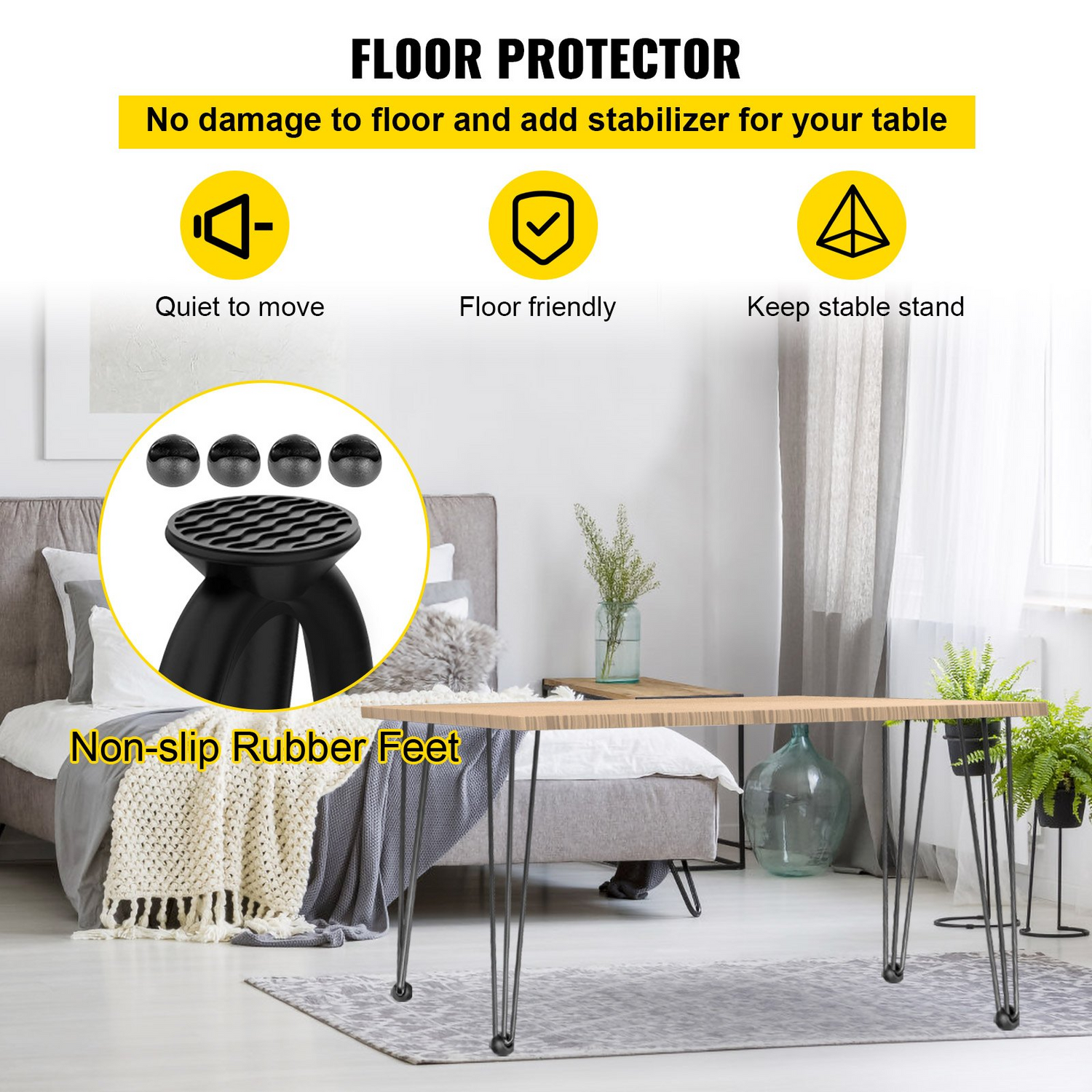 Black VEVOR hairpin table legs set of 4, 28-inch heavy-duty steel desk legs with 880lbs capacity for DIY furniture projects.
