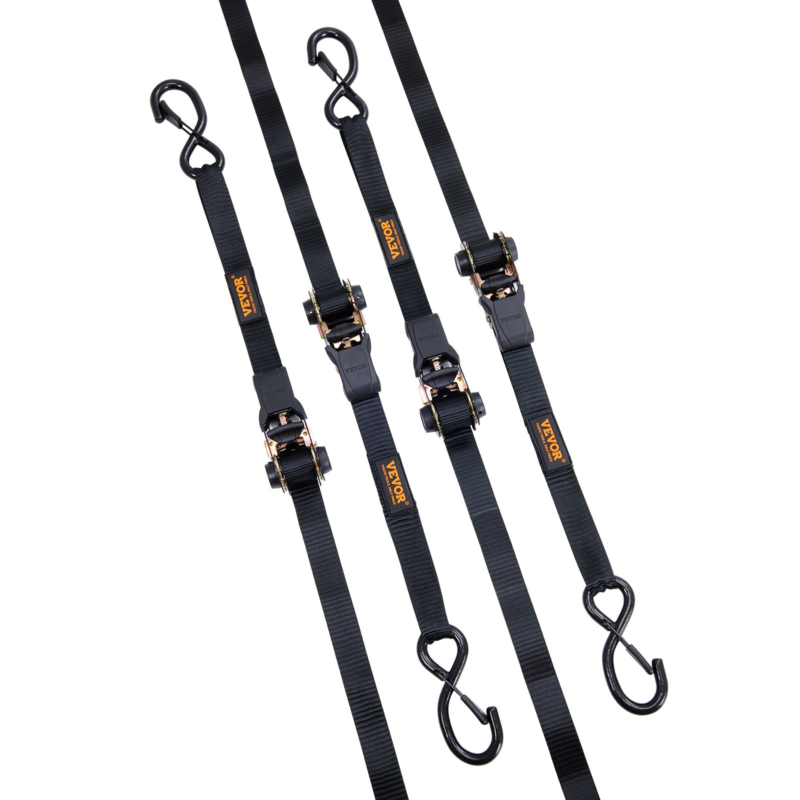 Start2Finish VEVOR ratchet tie down straps, 4-pack, 1" x 15&