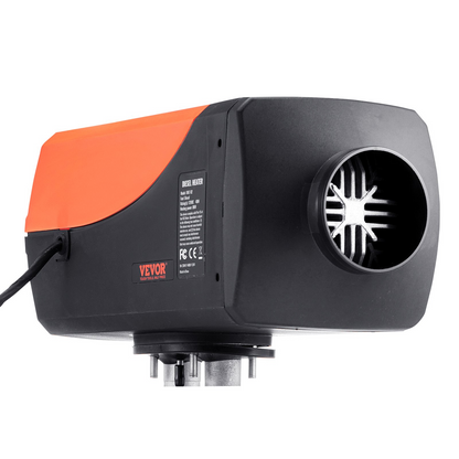 Start2Finish VEVOR Bluetooth diesel air heater with LCD display, remote control, 12V 8KW for RV, camper, trailer, and boat.