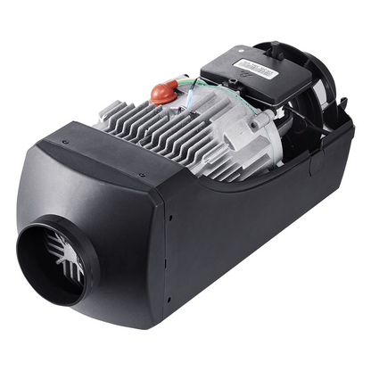 Start2Finish VEVOR Bluetooth diesel air heater with LCD display, remote control, 12V 8KW for RV, camper, trailer, or boat heating.