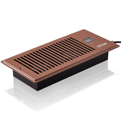 Start2Finish VEVOR register booster fan with remote, thermostat, and adjustable speed, fits 4x10 inch vents, brown color