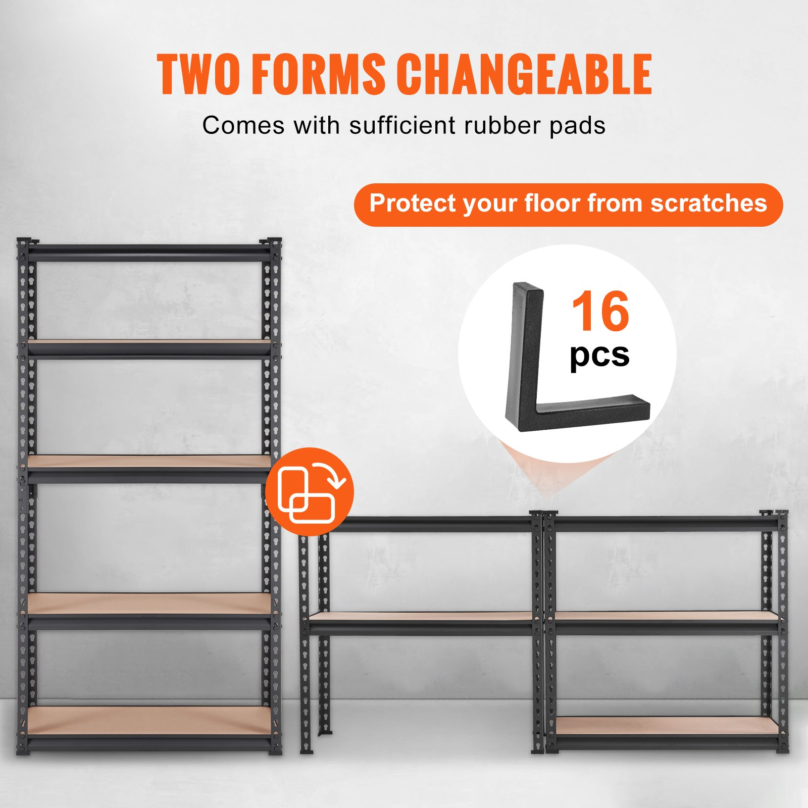 Start2Finish VEVOR 5-tier adjustable metal shelving unit with heavy-duty black garage shelves and utility rack for storage