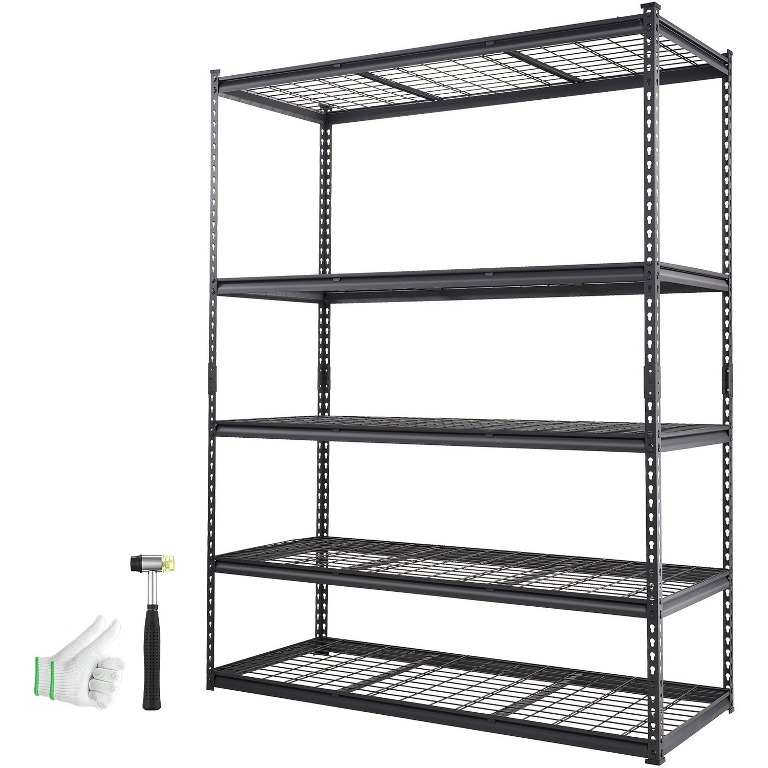 Start2Finish VEVOR 5-tier adjustable metal shelving unit with heavy-duty wire racks in black, ideal for garage, basement, or pantry storage