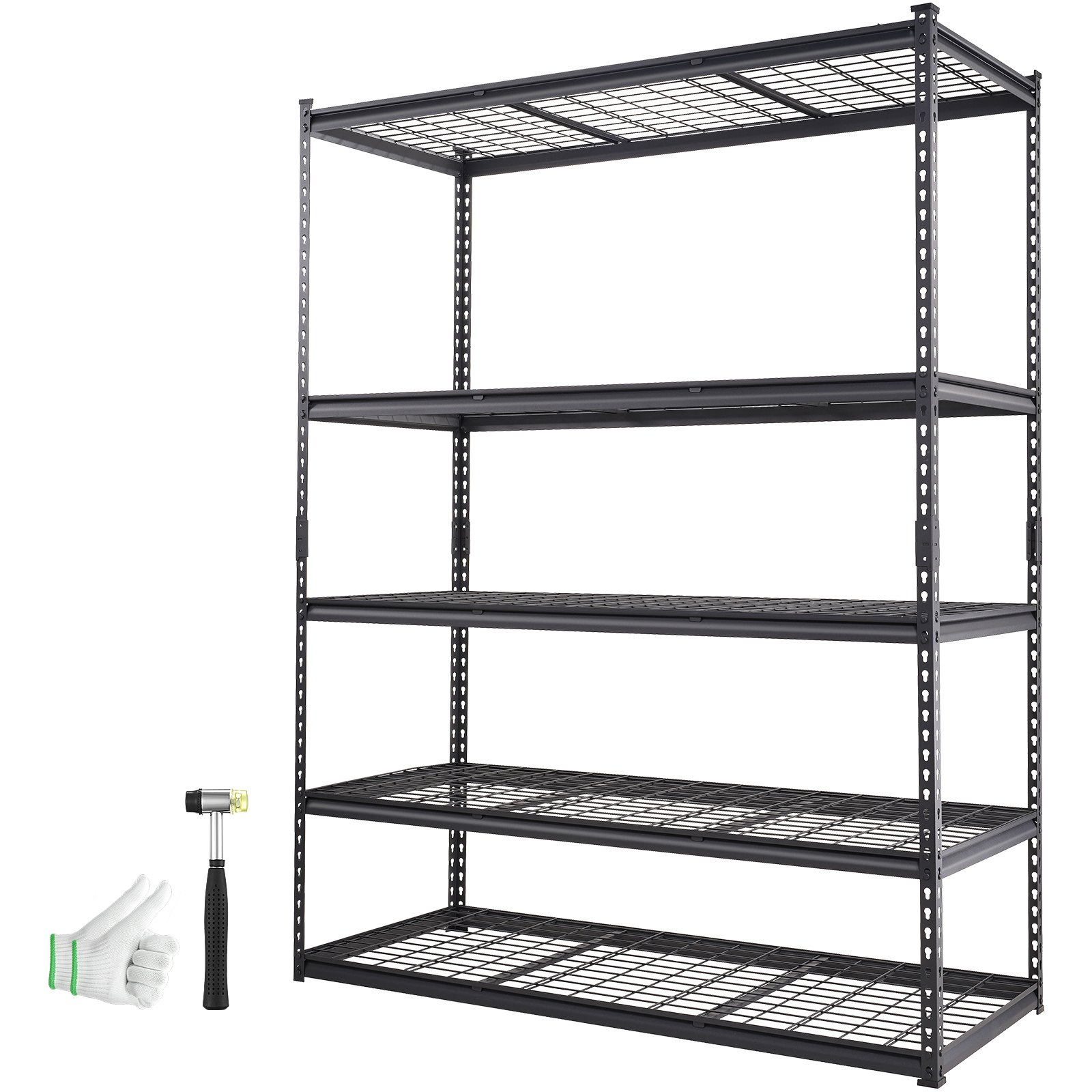 Start2Finish VEVOR 5-tier adjustable metal shelving unit with heavy-duty wire racks in black, ideal for garage, basement, or pantry storage