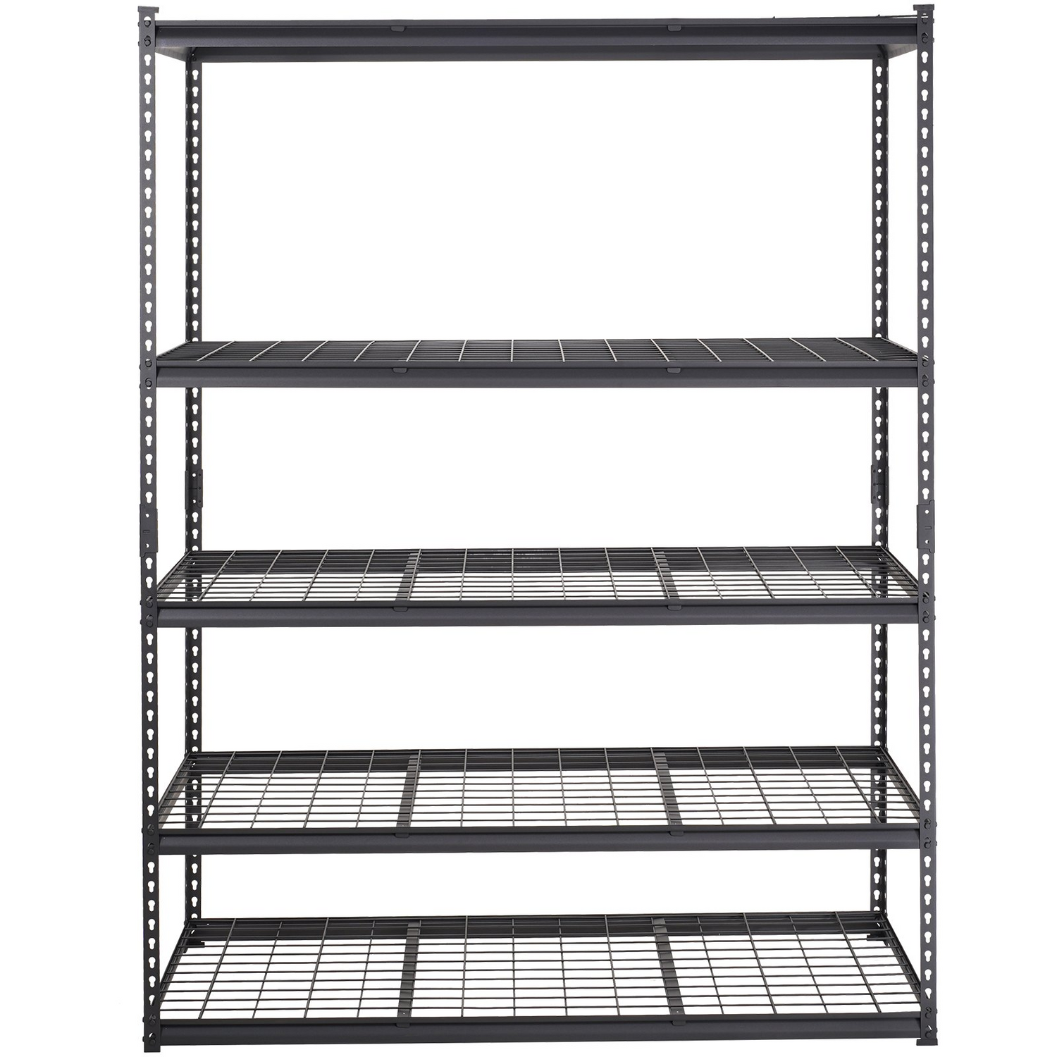 Start2Finish VEVOR 5-tier heavy-duty black metal storage shelving unit with adjustable shelves, ideal for garage, pantry, or basement.