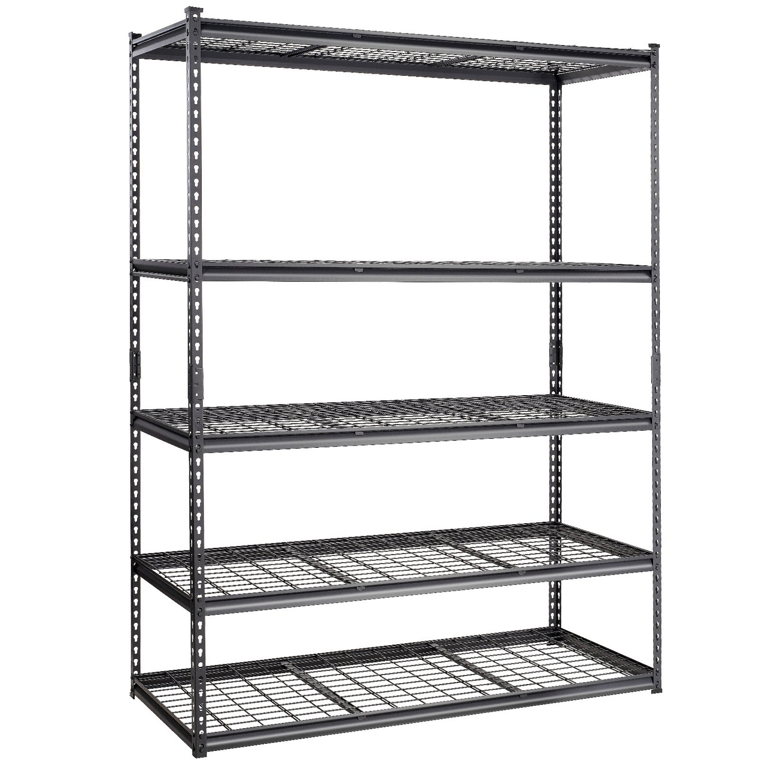 Start2Finish VEVOR 5-tier adjustable metal shelving unit with black finish, 2000 lbs capacity, suitable for garage, basement, or pantry storage.