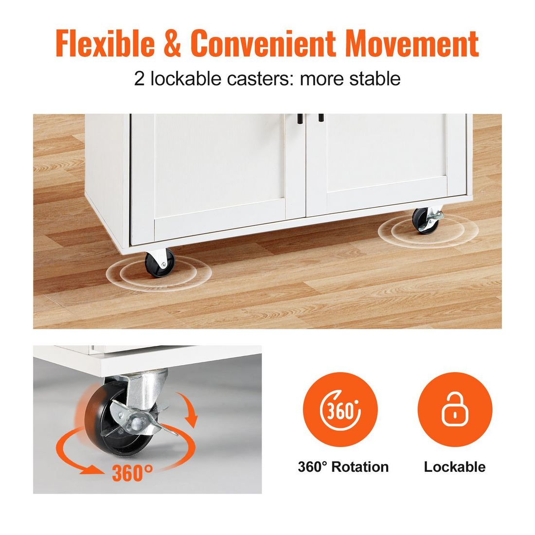 Start2Finish VEVOR kitchen island cart with solid wood top, white mobile kitchen table with storage cabinet, spice rack, towel rack, and drop leaf