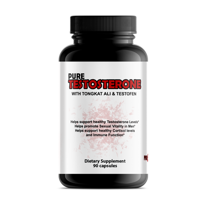 Bottle of Start2Finish Pure Testosterone supplement with label and cap, showcasing the product container.