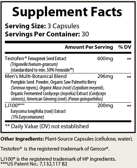 Bottle of Start2Finish Pure Testosterone supplements with label showing supplement details and branding.