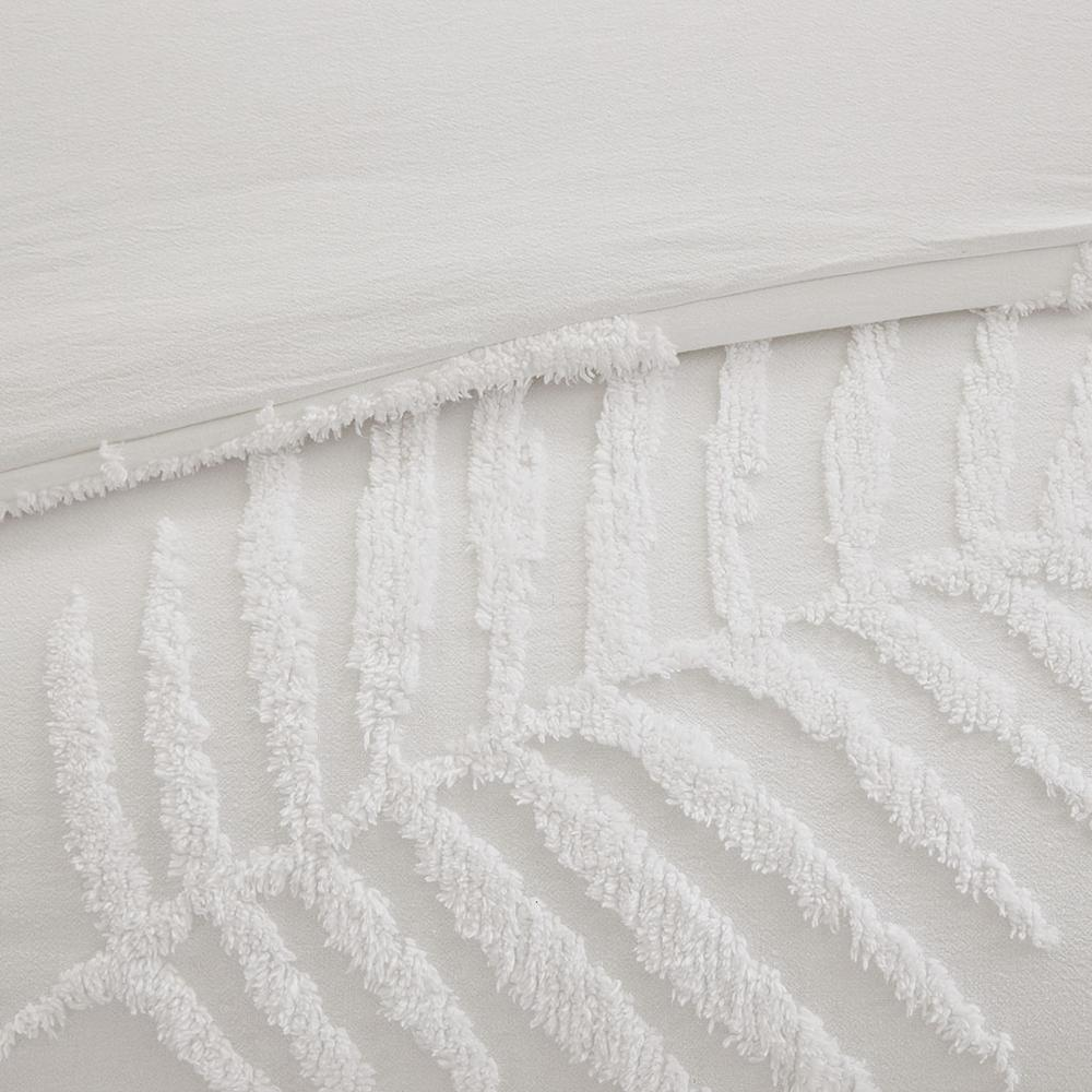 Start2Finish 3-piece tufted cotton chenille palm comforter bedding set with matching pillow shams on a bed.