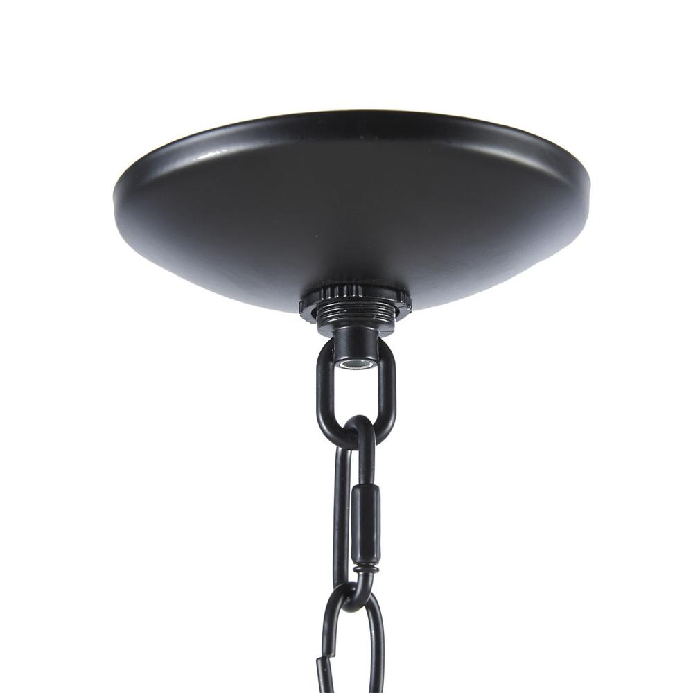 Start2Finish 6-light farmhouse metal chandelier with rustic finish and vintage-style bulbs hanging from a black metal frame.