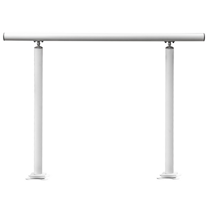 White aluminum outdoor stair railing kit with adjustable angle handrails for 2-3 steps, suitable for elderly safety and home improvement.