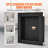 Black VEVOR shower niche with single shelf, square corners, wall-inserted design for modern soap and bathroom storage.