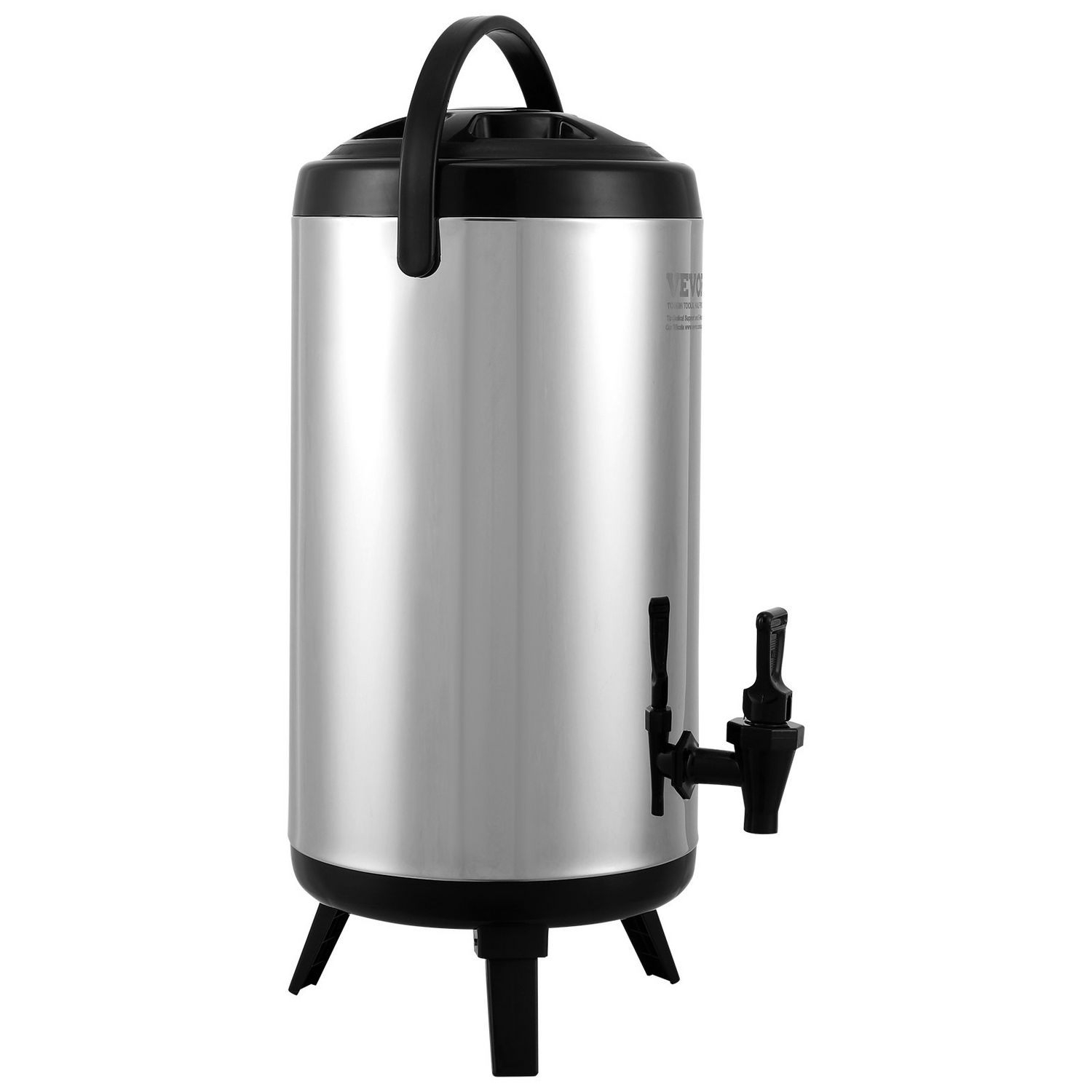 Start2Finish VEVOR stainless steel insulated beverage dispenser with spigot, 2.4 gallons, ideal for hot and cold drinks in restaurants.