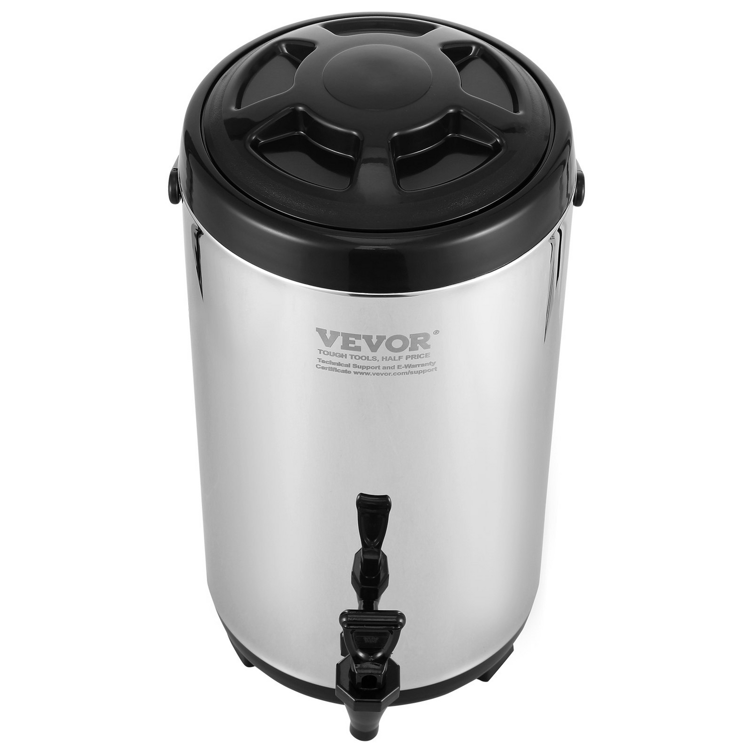 Start2Finish VEVOR stainless steel insulated beverage dispenser, 2.4 gallons, hot and cold drink server with spigot and handle.
